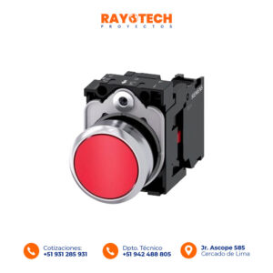 Pulsador Rasante Metal Rojo Ø22Mm 1Nc Con Soporte
